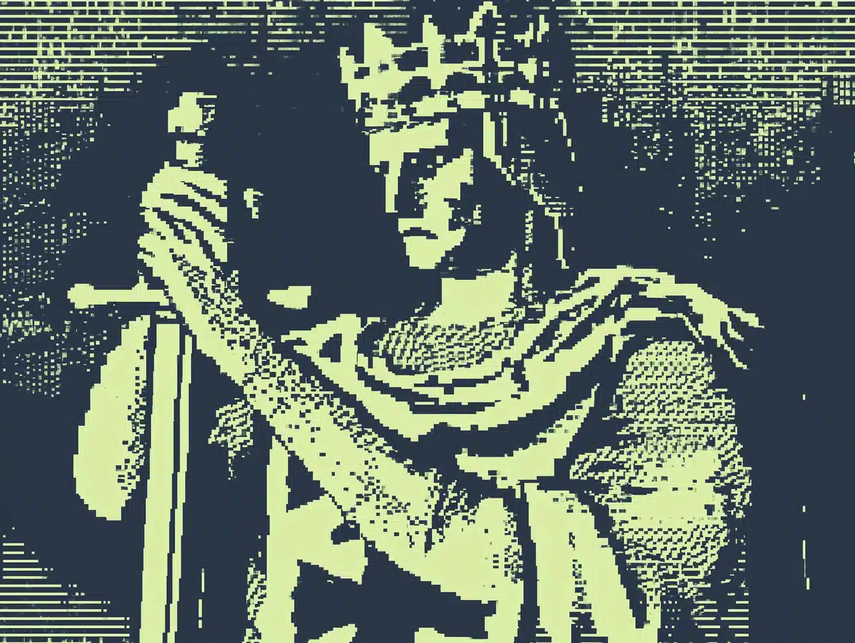Pixelated King with Sword