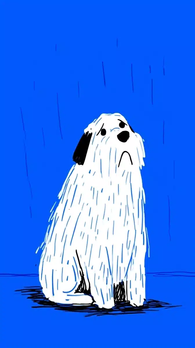 Minimalist Sad Puppy Illustration