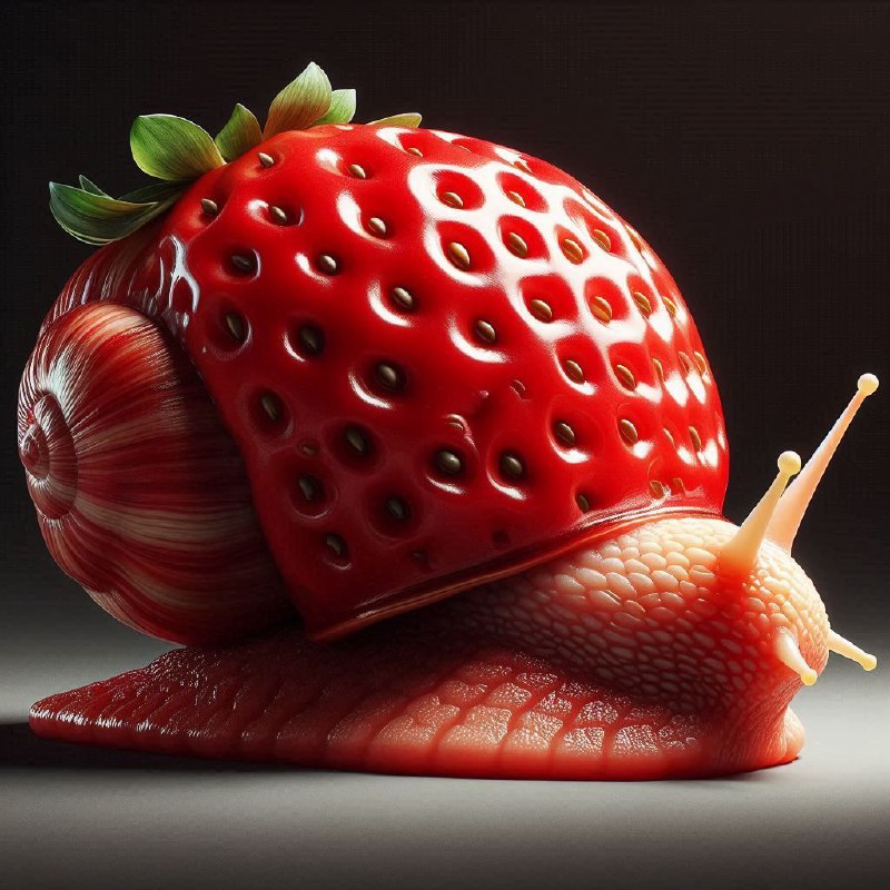 Realistic Snail With Strawberry-Mimic Shell Detail