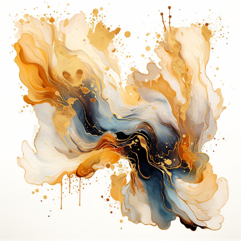 Beige and Sparkling Gold Ink Splash Clip Art