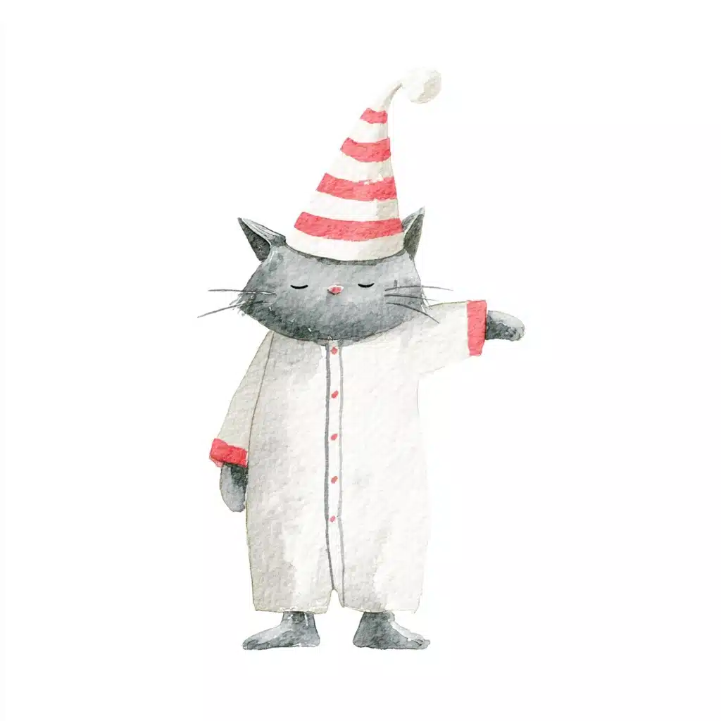 Whimsical Cat in Pajamas