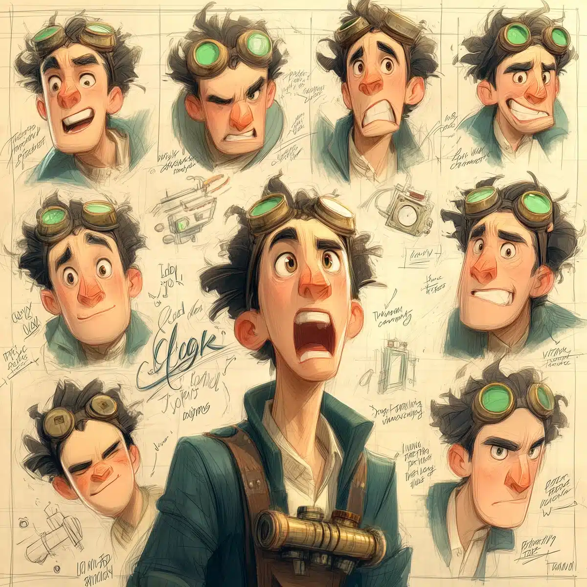 Steampunk Mechanic Expression Sheet