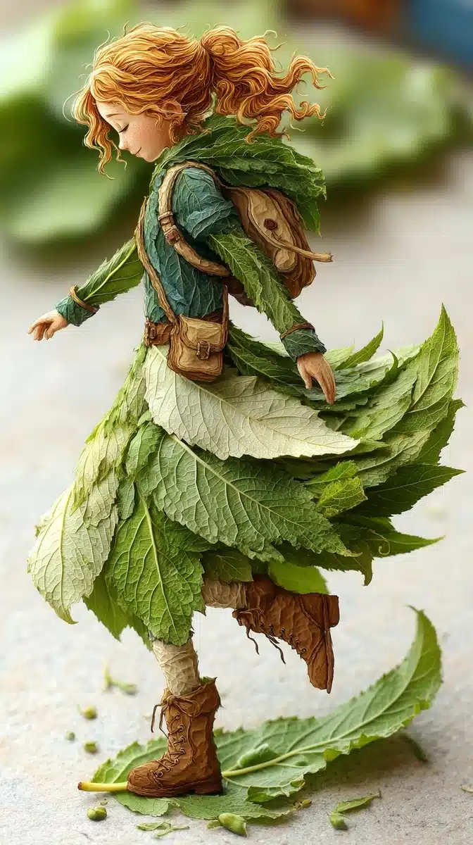 Leaf Girl Dance Illustration