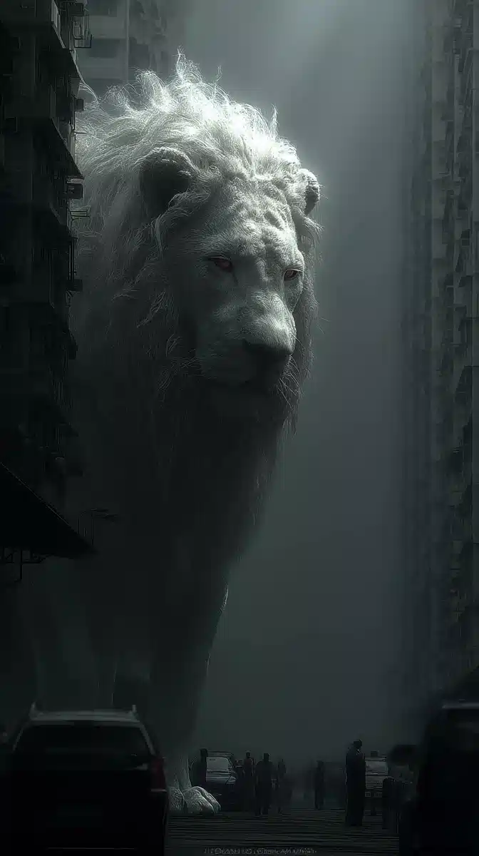 Hyper-Realistic Lion Cityscape