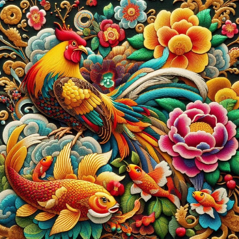 Sichuan Embroidery With Golden Pheasants and Peonies