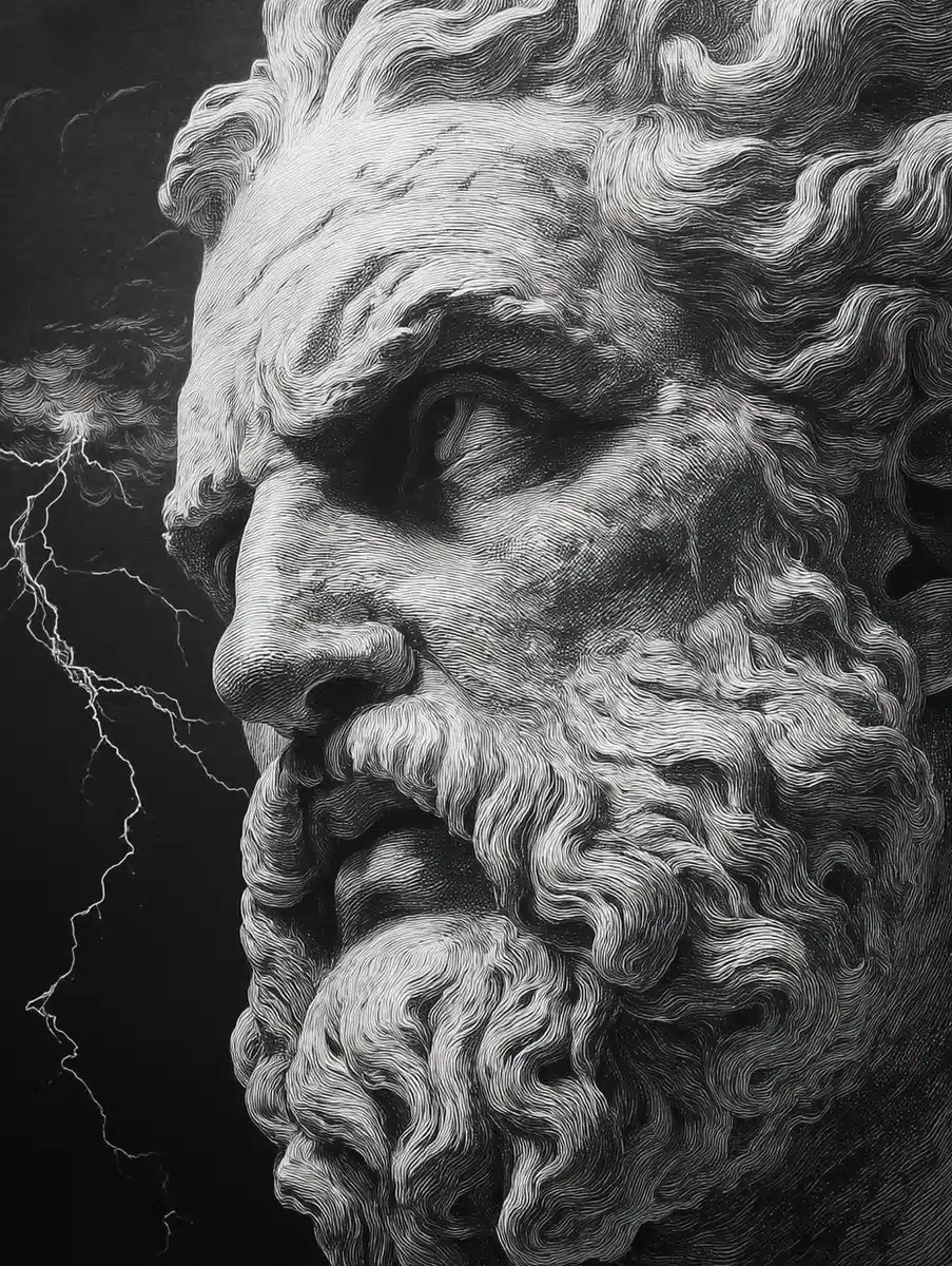 Realistic Zeus Portrait Lightning