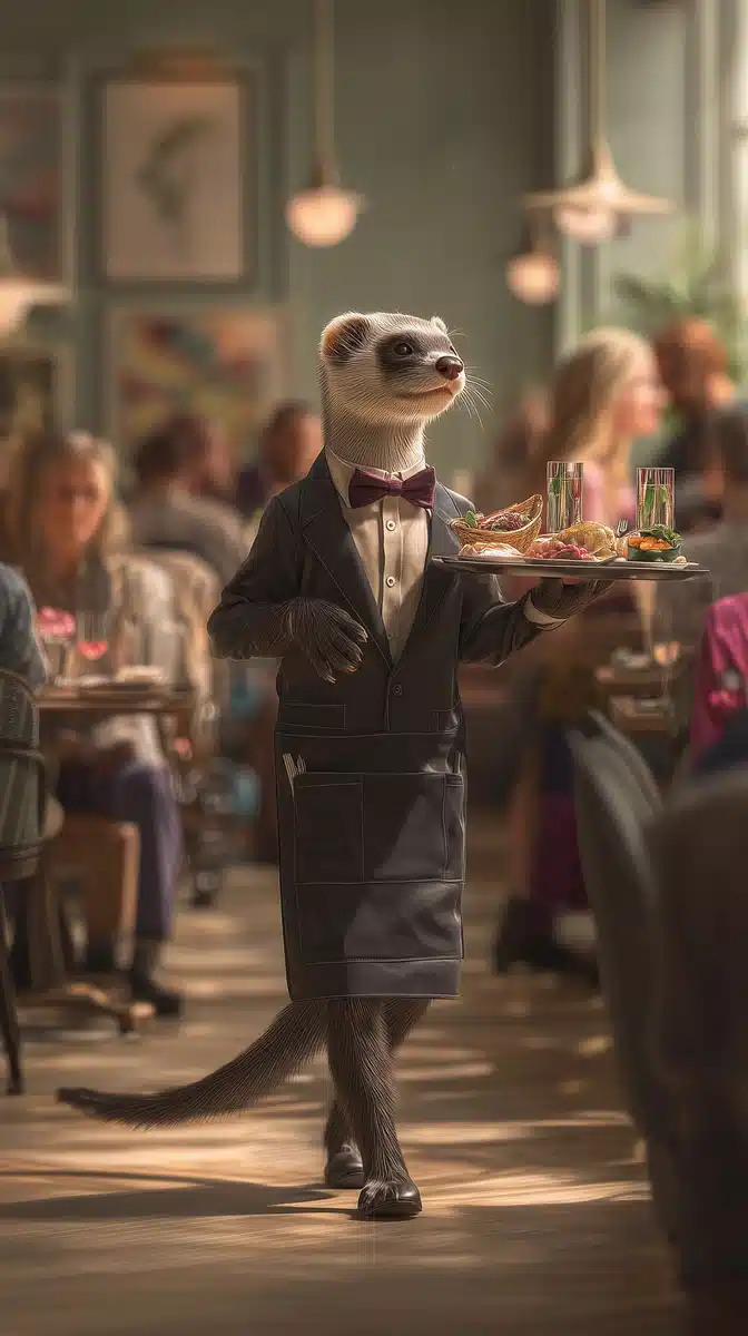 Hyper-Realistic Weasel Waiter
