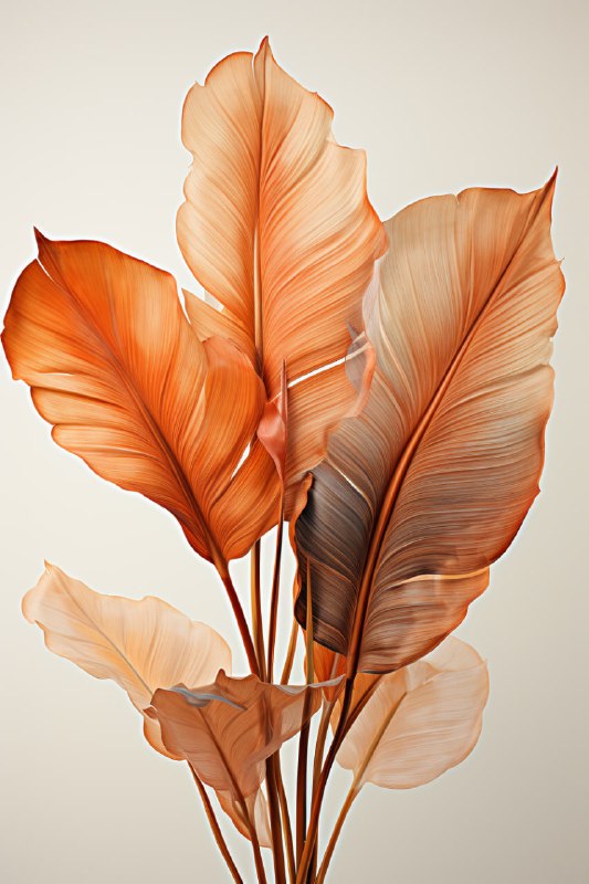 Minimal Brown Banana Leaves on White Background