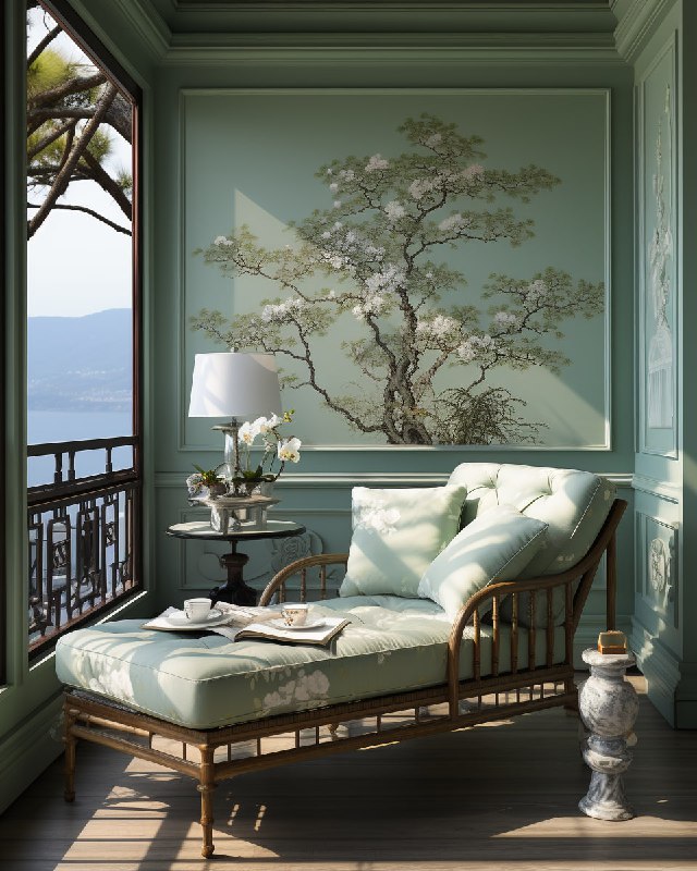 All-White Reading Corner in Traditional Chinese Home