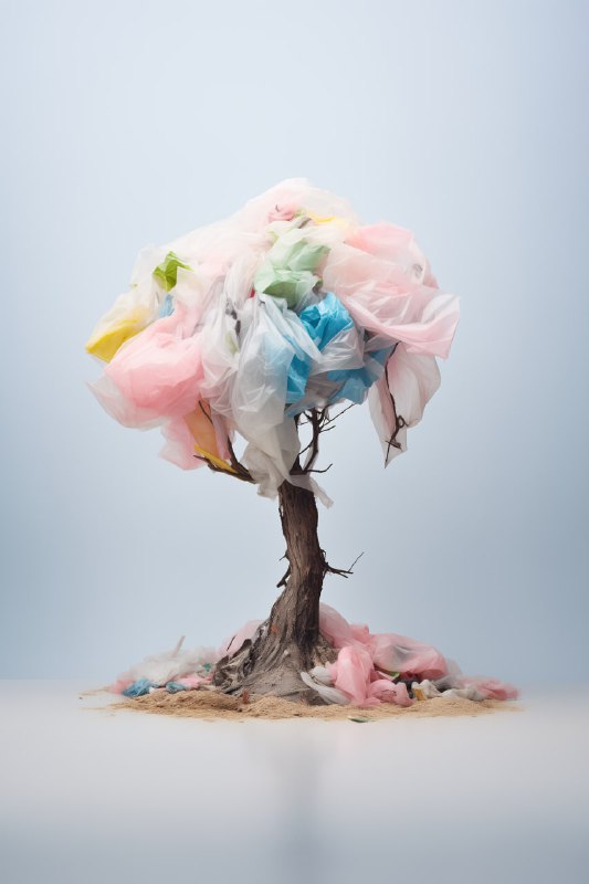 Tree Wrapped in Pastel Plastic Bags Award Photo