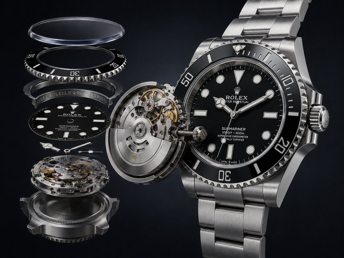 Luxury Exploded Mechanical Dive Watch Rendering