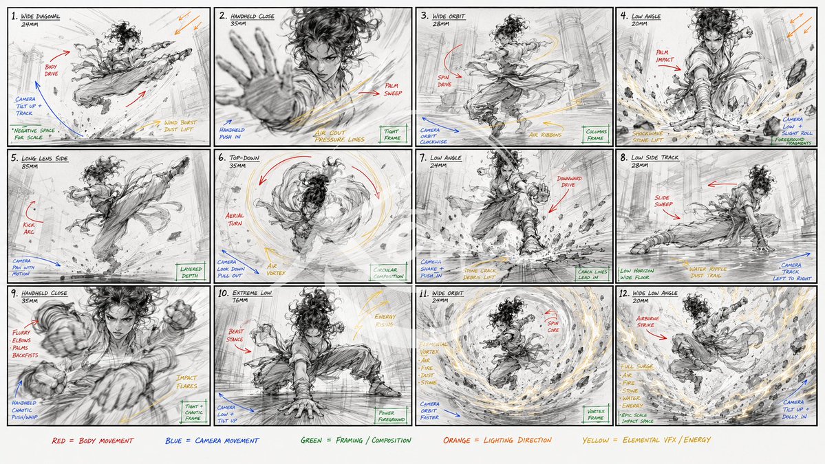 Cinematic Kung Fu Storyboard Sheet
