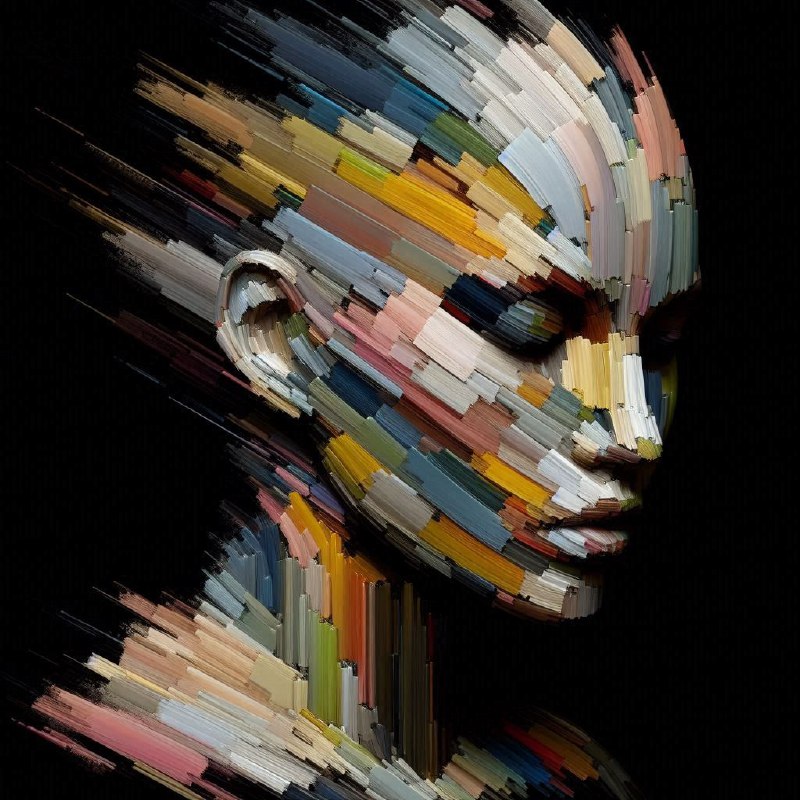 Fragmented Female Portrait in Dynamic Brushstrokes