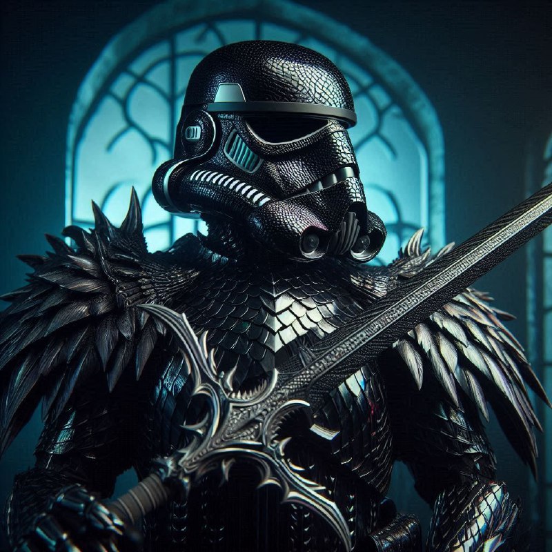 Stormtrooper in Black Dragon Scale Armor Dark Fantasy
