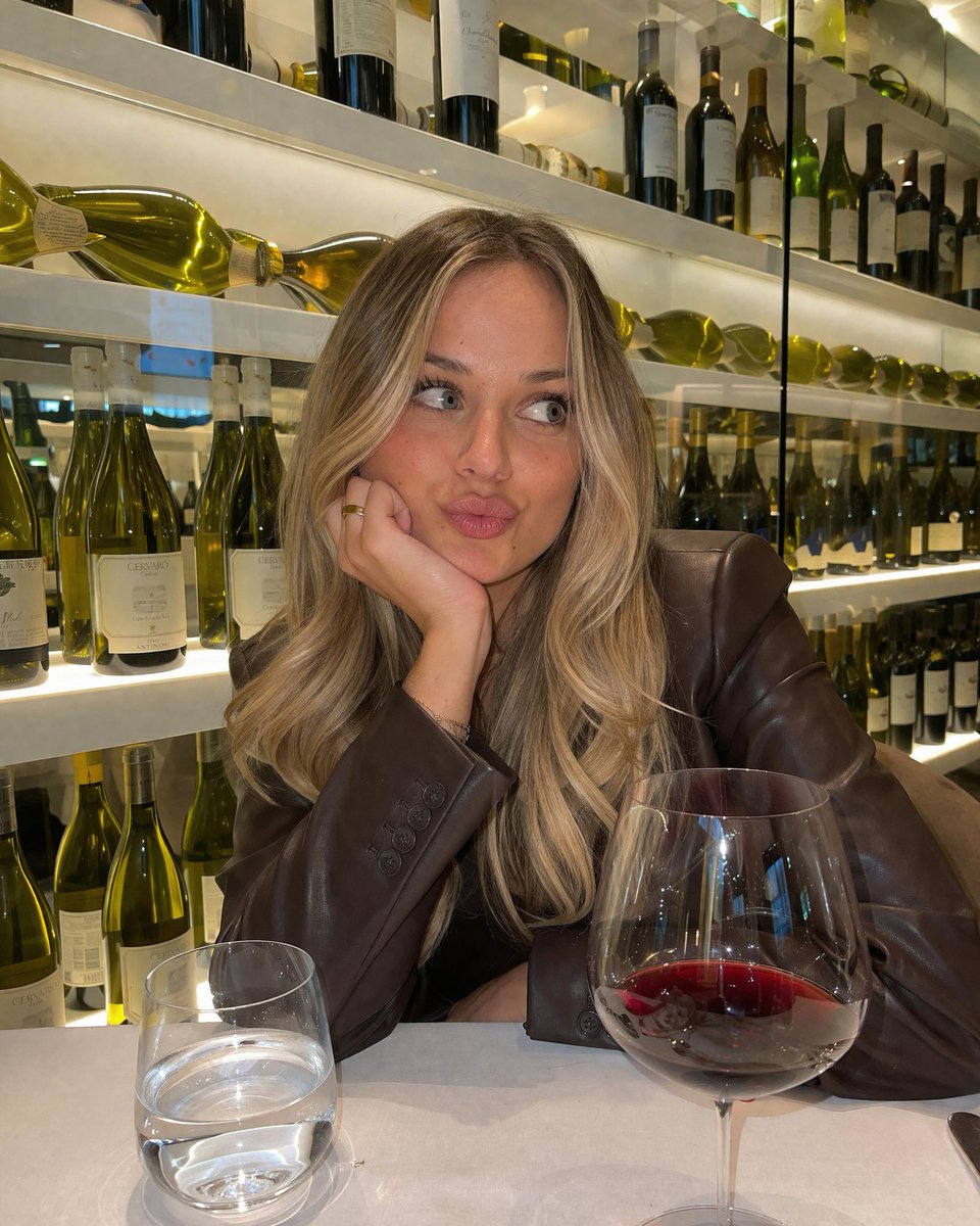 Candid Blonde Woman Wine Bar Portrait