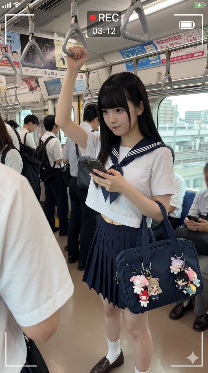 Commuter Train Schoolgirl Candid