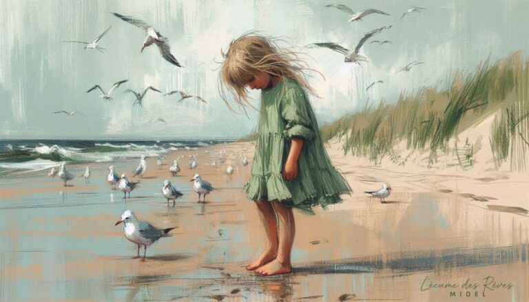 Little Girl on Serene Beach Scene