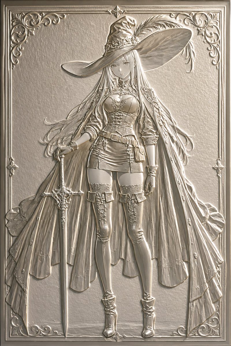 Embossed Relief Style Illustration
