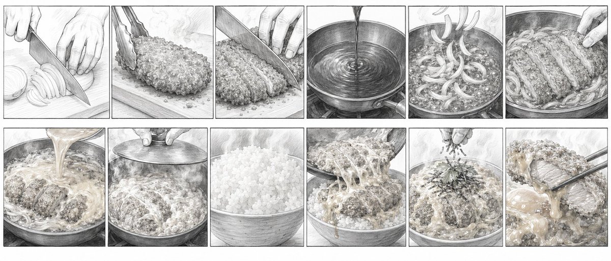 Katsudon Cooking Storyboard Sketch