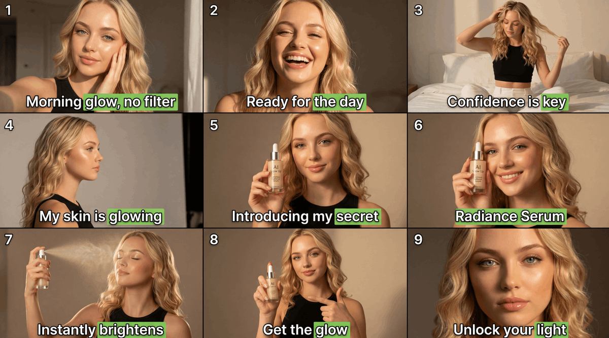 Serum Ad Storyboard Collage