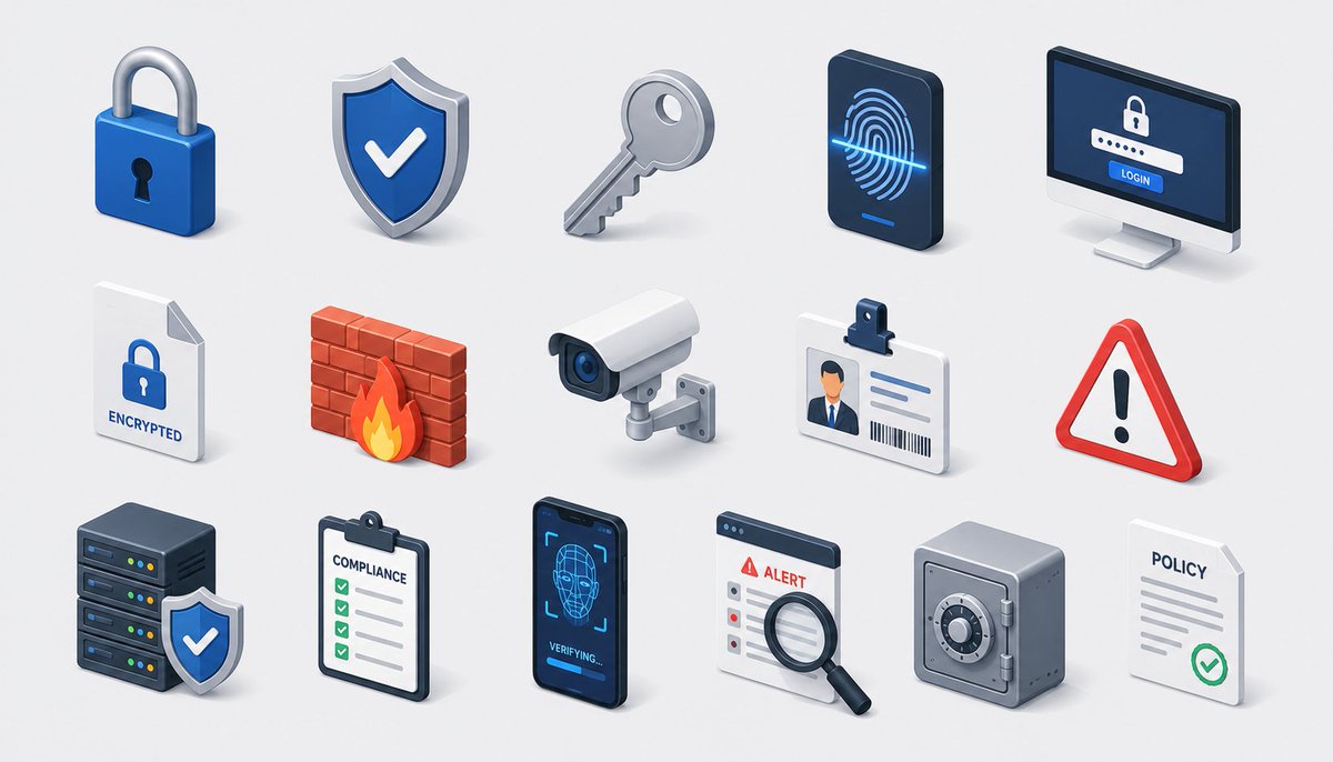Modern Isometric Cybersecurity Icon Set