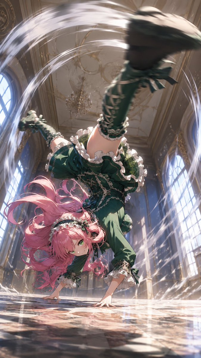 Gothic Maid Ballroom Breakdance Kick