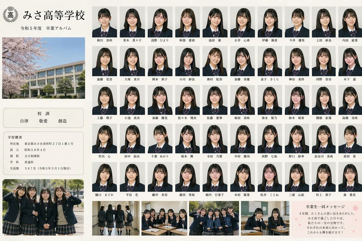 Fictional Girls High School Graduation Album