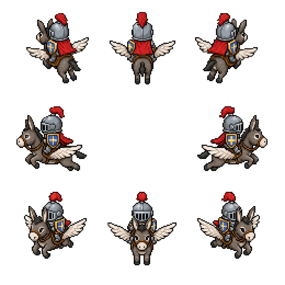 Winged Donkey Knight Pixel Sprite