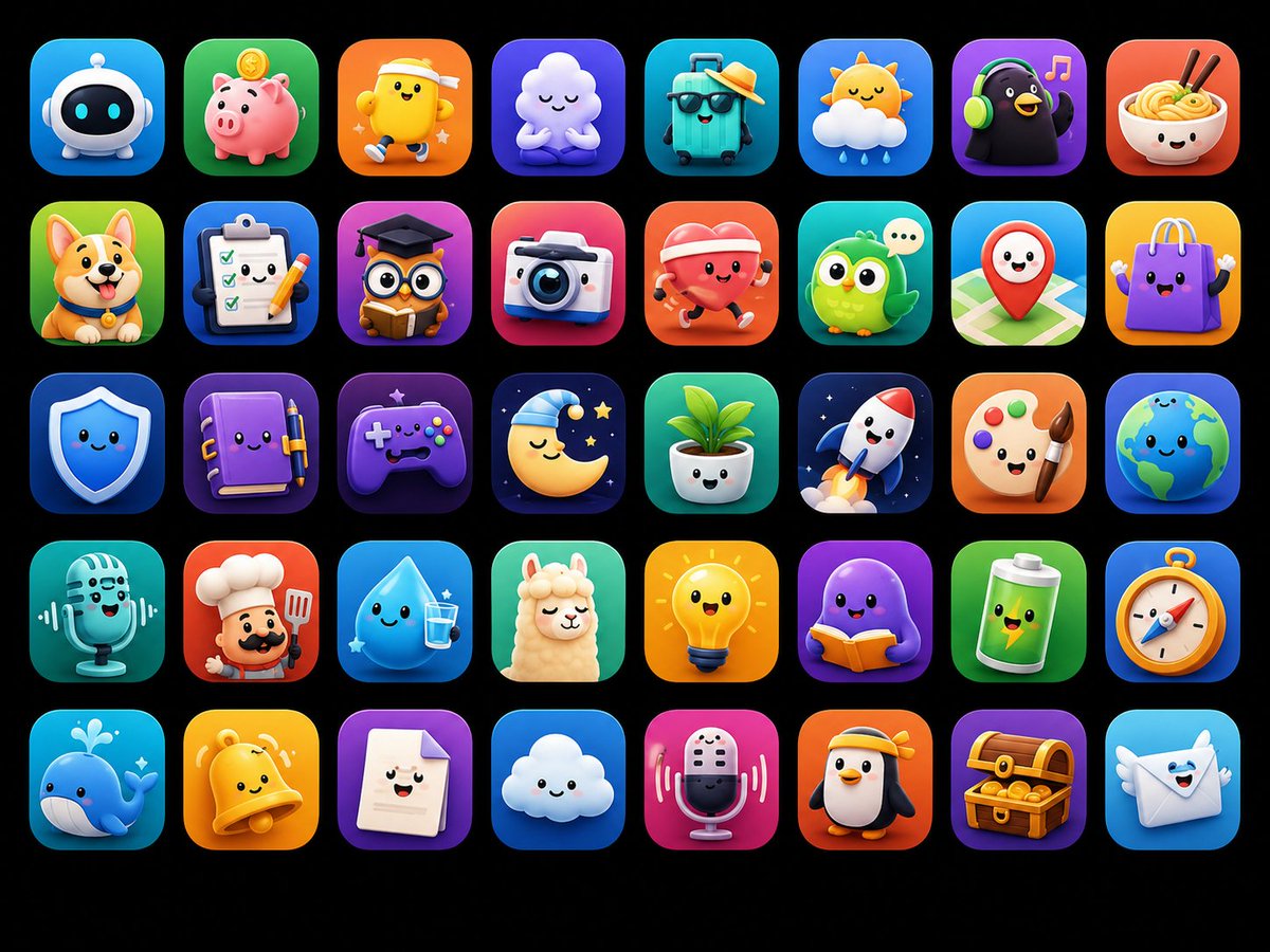 40 Cute 3D Mascot App Icons