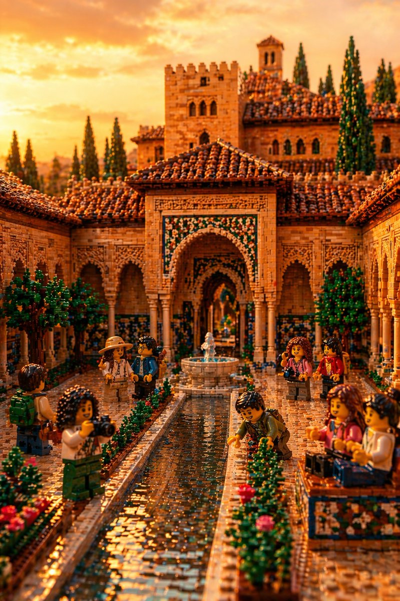 LEGO Alhambra Diorama at Sunset