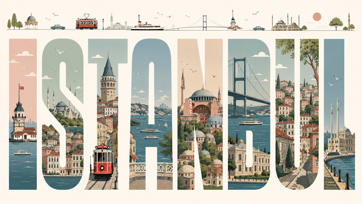 Istanbul Letter Windows Travel Poster