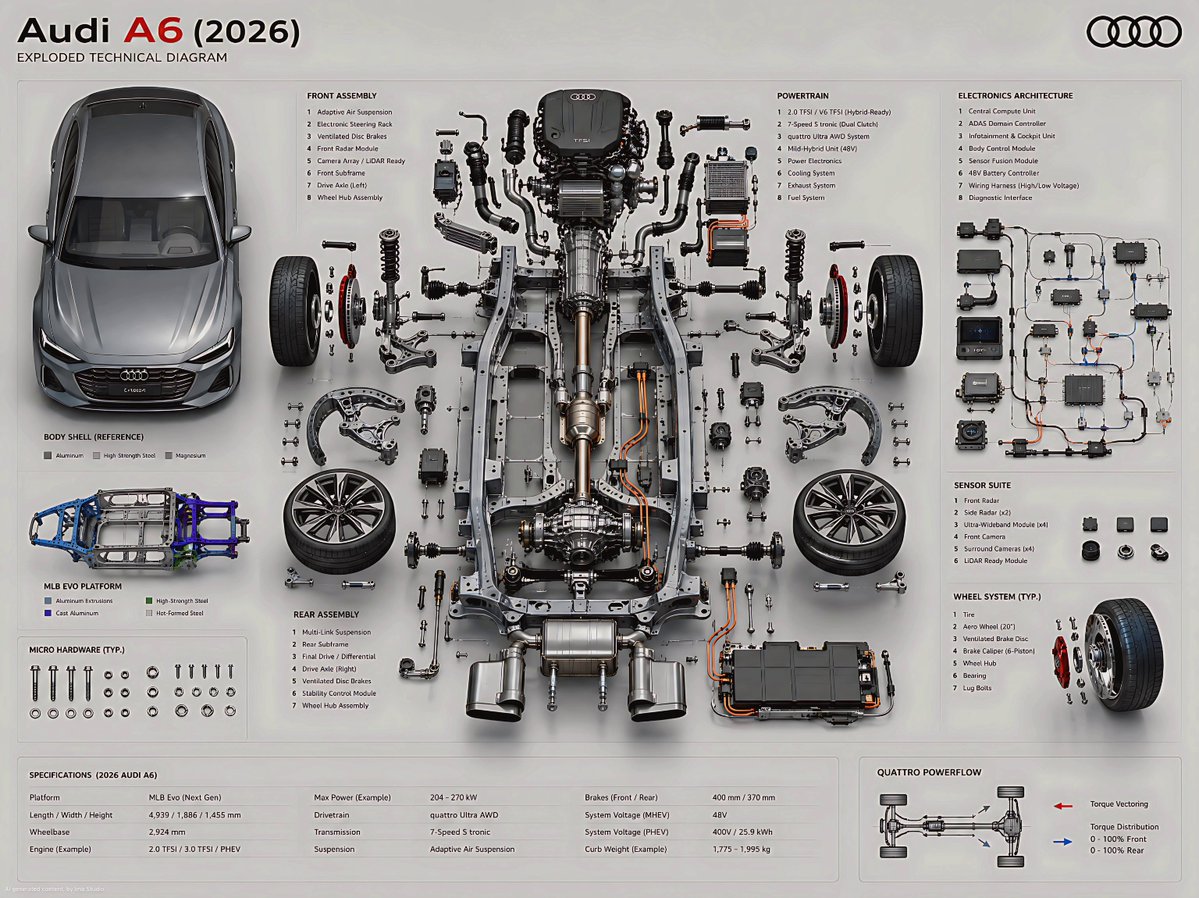 2026 Audi A6 Exploded Engineering Blueprint
