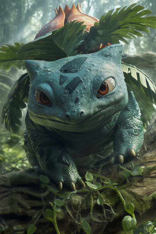 Realistic Pokémon Ivysaur Cinematic Portrait
