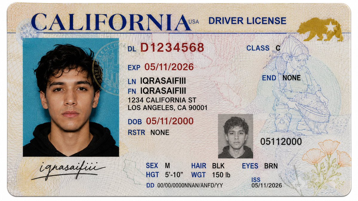 4K Driving License Photo