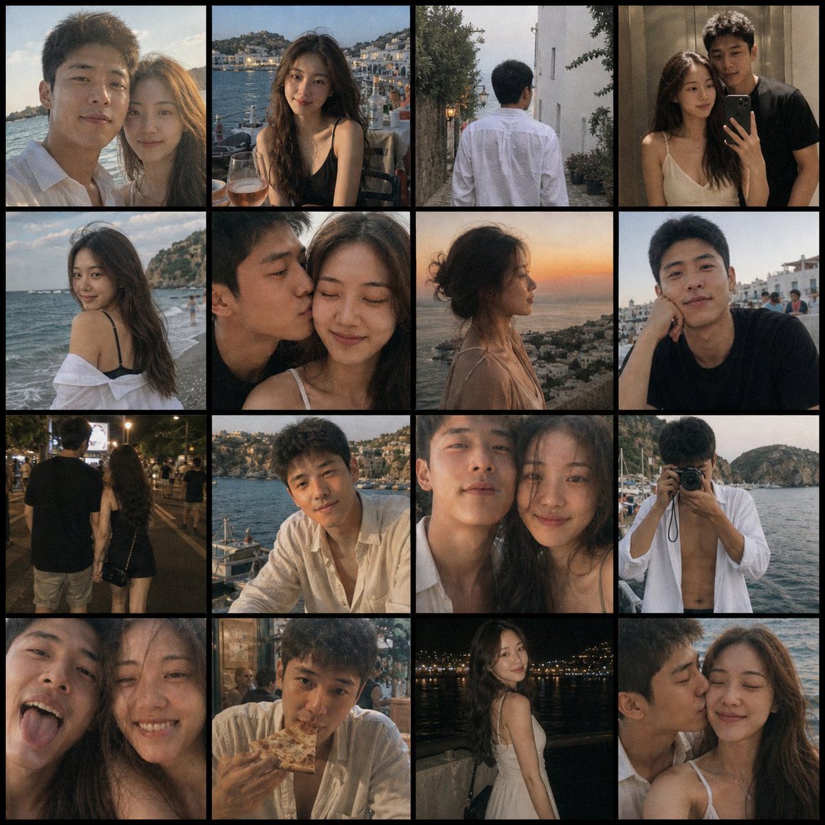 Couple's Seaside Travel Film Collage