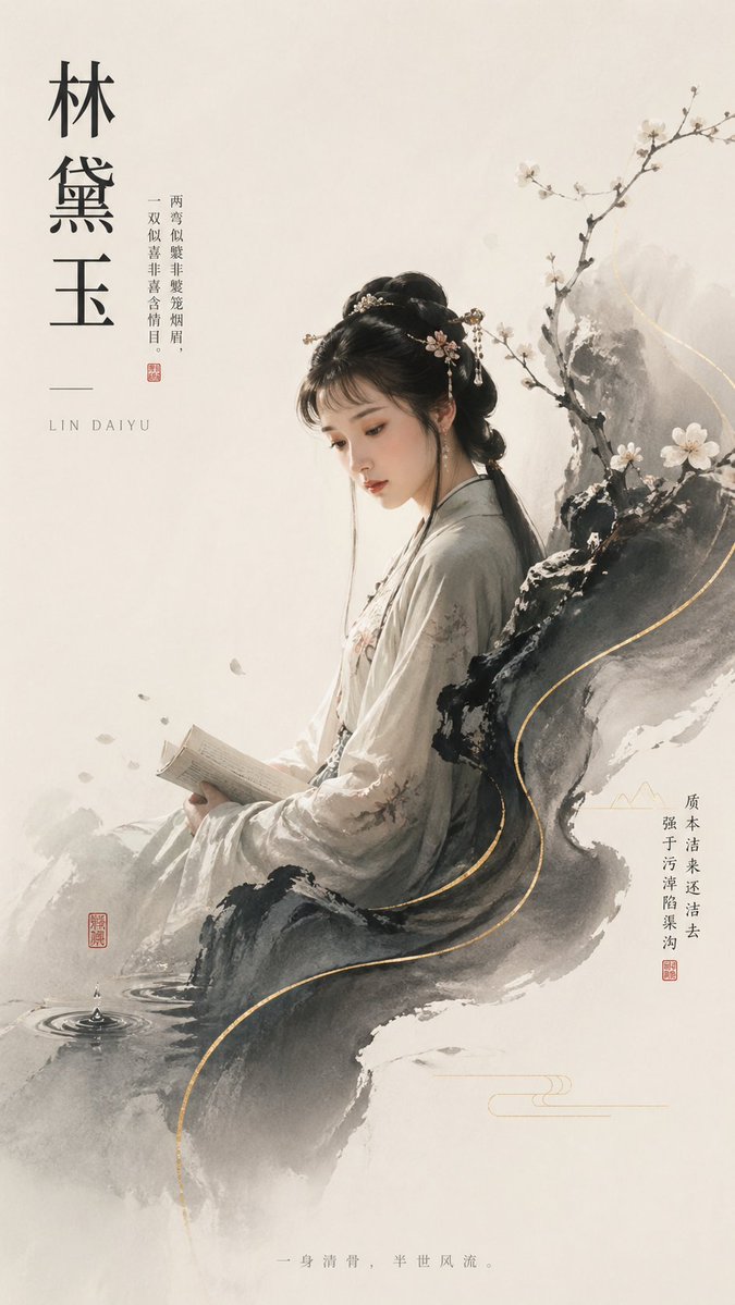 Lin Daiyu Ink Portrait