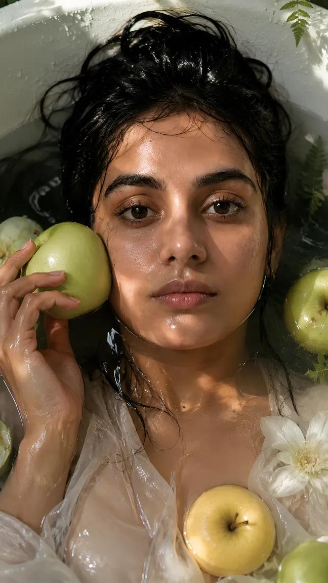 Surreal Bathtub Apple Portrait