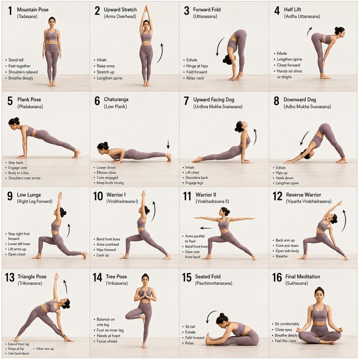Yoga Pose Storyboard Grid