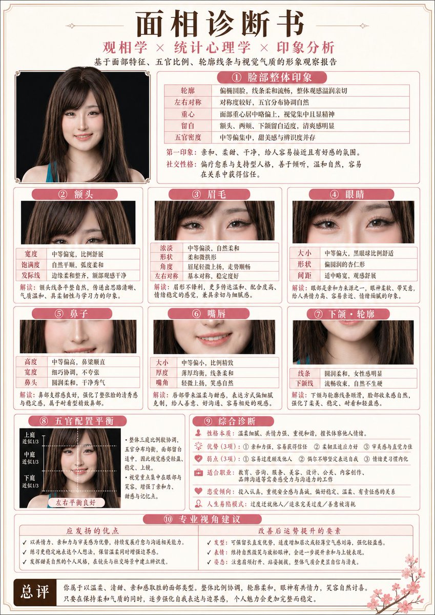 Facial Diagnosis Report Card Infographic