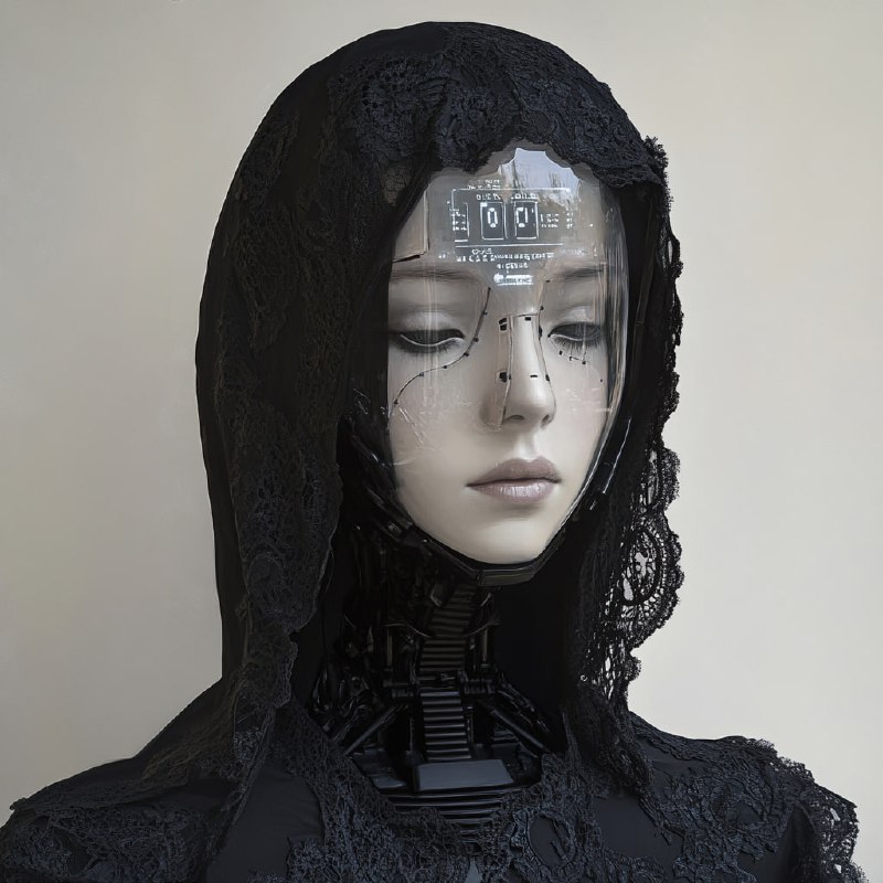 Dystopian Lace Hooded Robot Woman