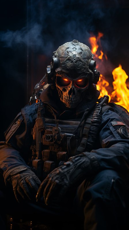 Modern Warfare Ghost Soldier Beside Small Fire