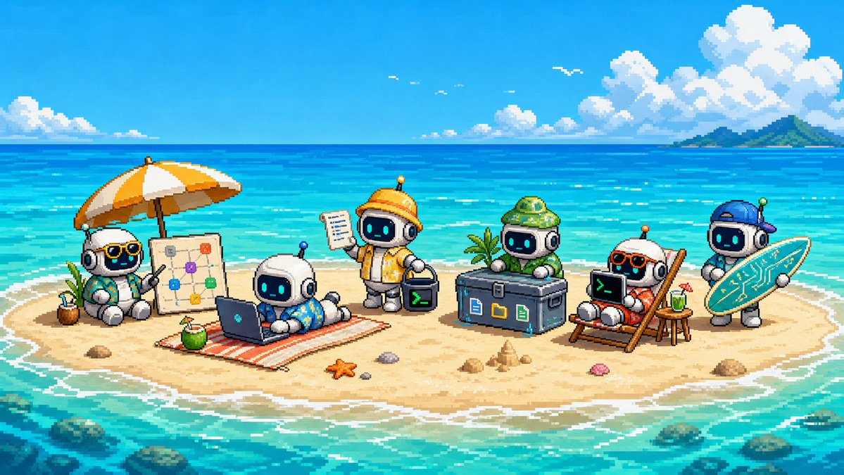 Cute Robot Sandbank Pixel Art