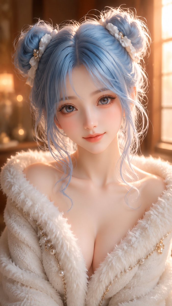 Dreamy Blue-Haired Fantasy Portrait