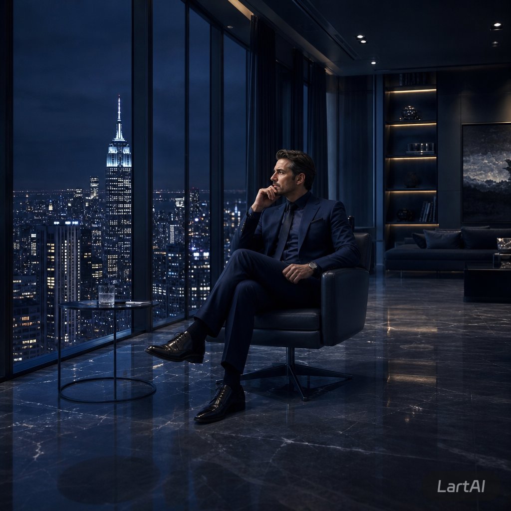 Successful Businessman at Night