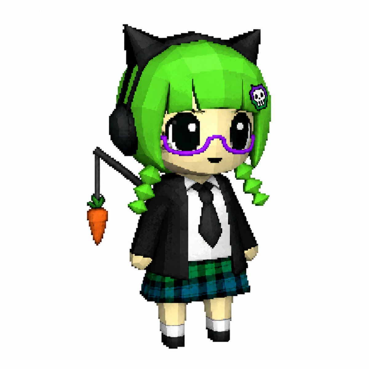 Chibi Voxel Girl Avatar Render