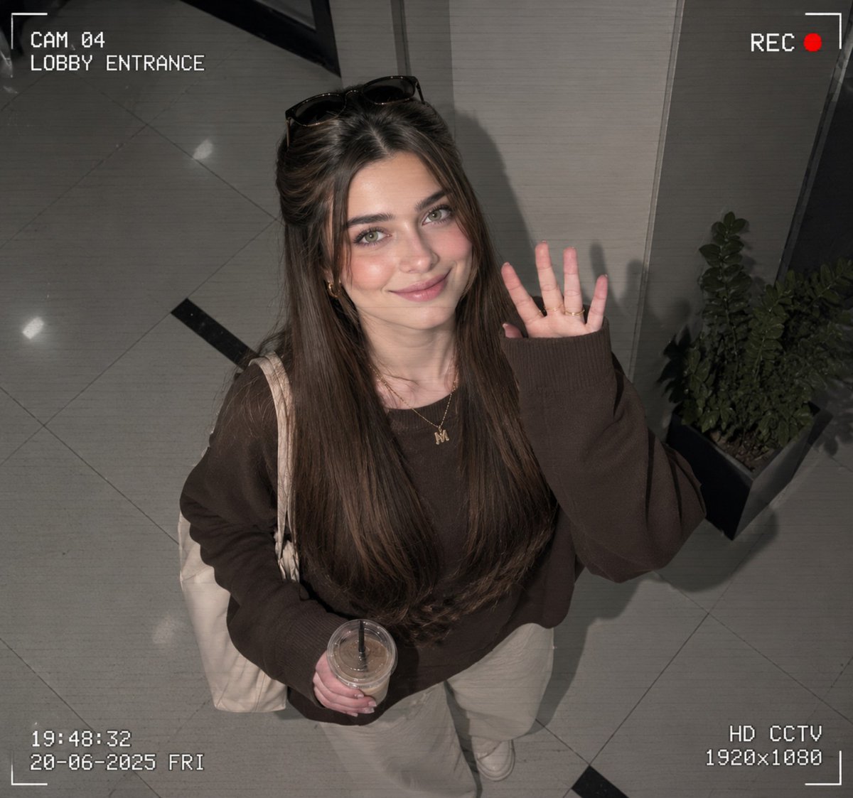 CCTV Girl Waves at Camera