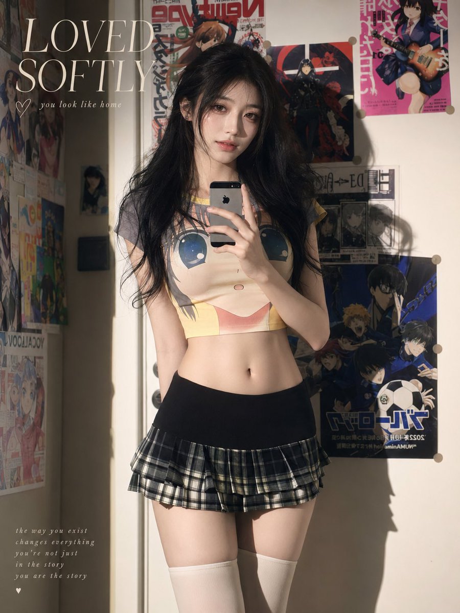 Sunlit Anime Bedroom Mirror Selfie