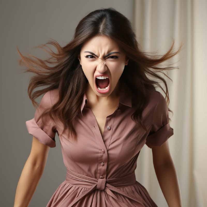 Angry Woman Close-Up Portrait Photo