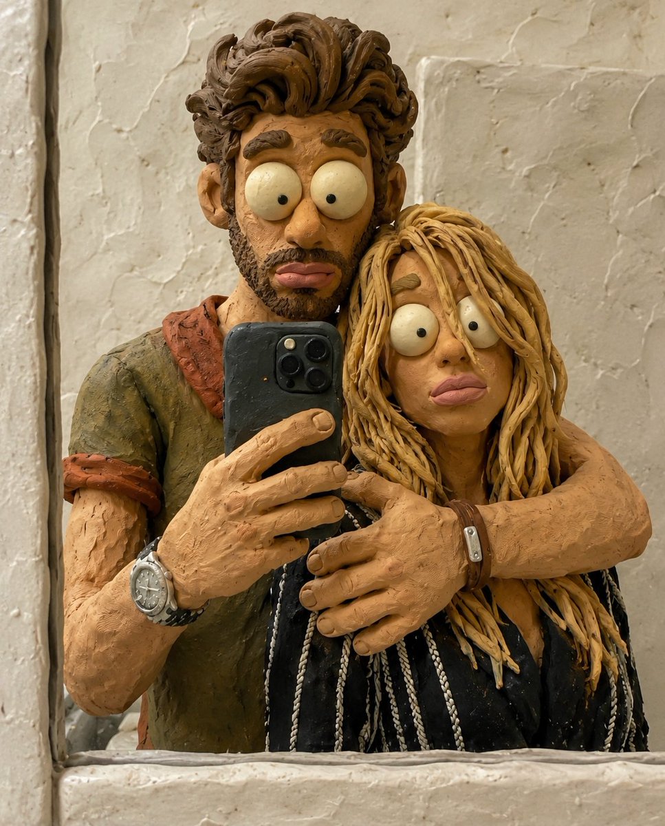 Claymation Couple Mirror Selfie