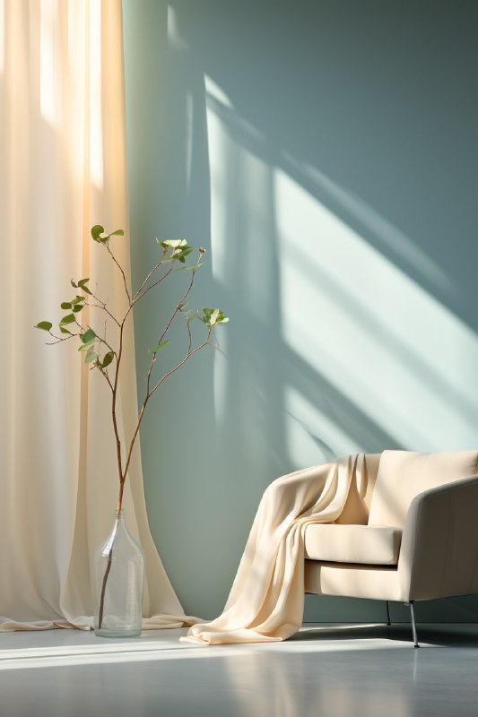 Minimalist Curtains Window and Chair Interior